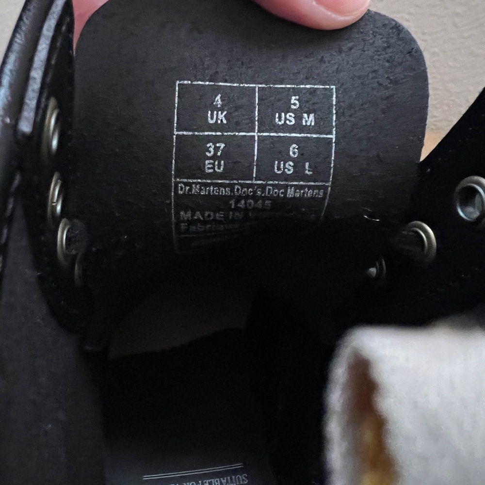 Dr. Martens Vegan 1460 Black Boots with Yellow Stitching - Picture 5 of 6